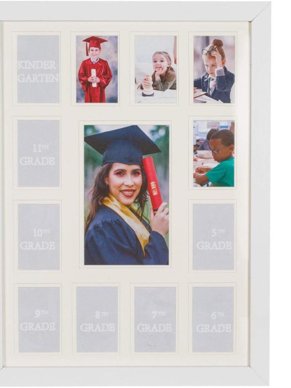 School Years Picture Days Collage Frame with Double White Mat, Displays One 5x7